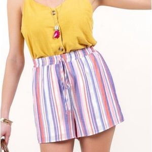 FRANCESCA’S HANLEY STRIPED TIE WAIST SHORTS  SIZE: SMALL